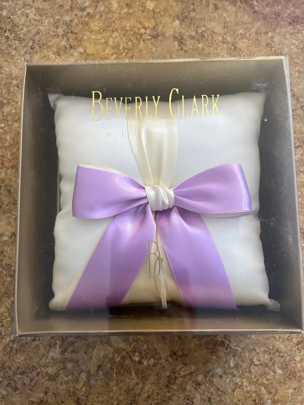 Beverly Clark Collection Lavender and Ivory Wedding Ring Pillow